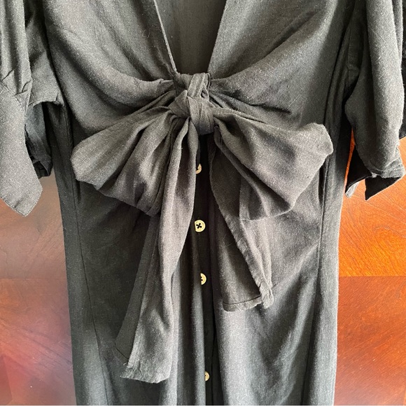 Free People Tie-Neck/Button Front Linen Dress NWOT! - Picture 7 of 9